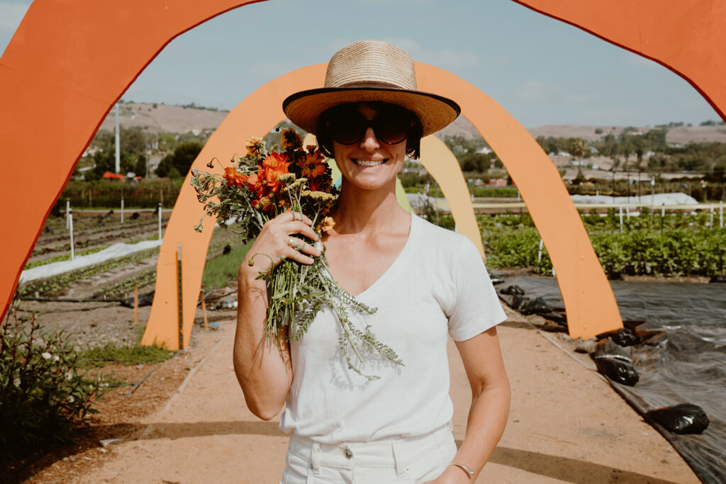 Kristin Morrison holding flowers